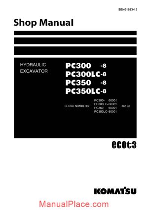 komatsu hydraulic excavator pc300 8 60001 shop manual page 1