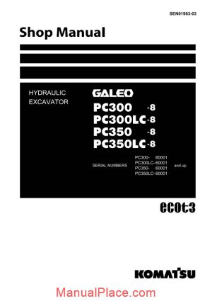 komatsu hydraulic excavator pc300 8 shop manual page 1