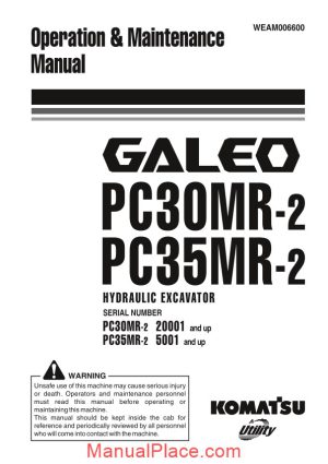 komatsu hydraulic excavator pc30mr 35mr 2 operation maintenance manual page 1