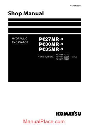 komatsu hydraulic excavator pc35mr3 shop manual page 1