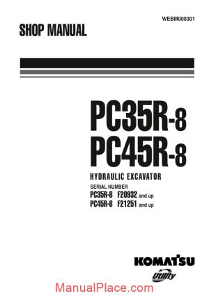 komatsu hydraulic excavator pc35r8 shop manual page 1