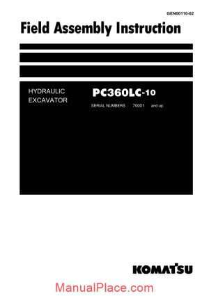 komatsu hydraulic excavator pc360lc 10 field assembly instruction page 1