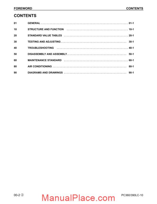 komatsu hydraulic excavator pc360lc 390lc 10 shop manual page 2