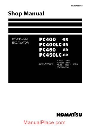 komatsu hydraulic excavator pc400 8r shop manual page 1