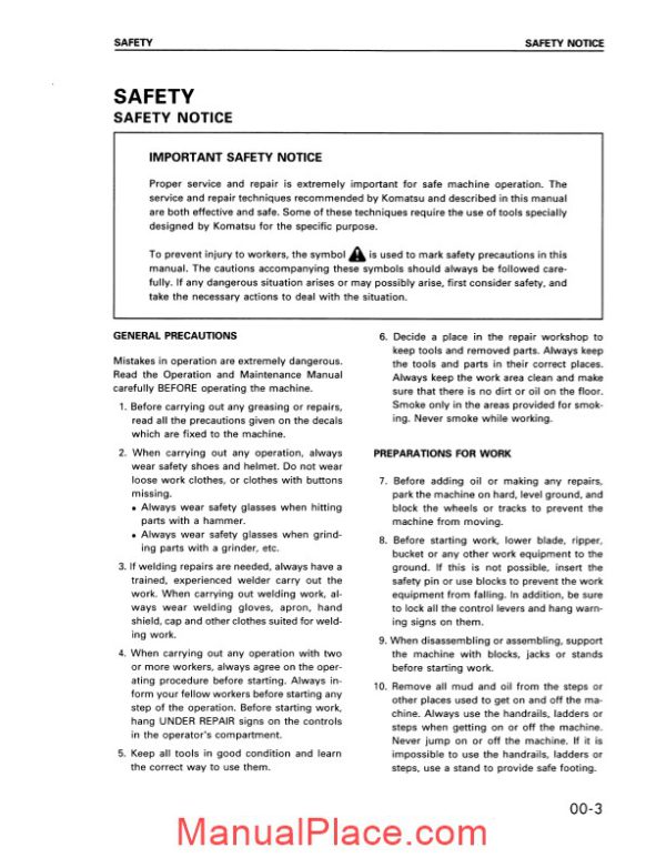 komatsu hydraulic excavator pc450 6 shop manual page 3