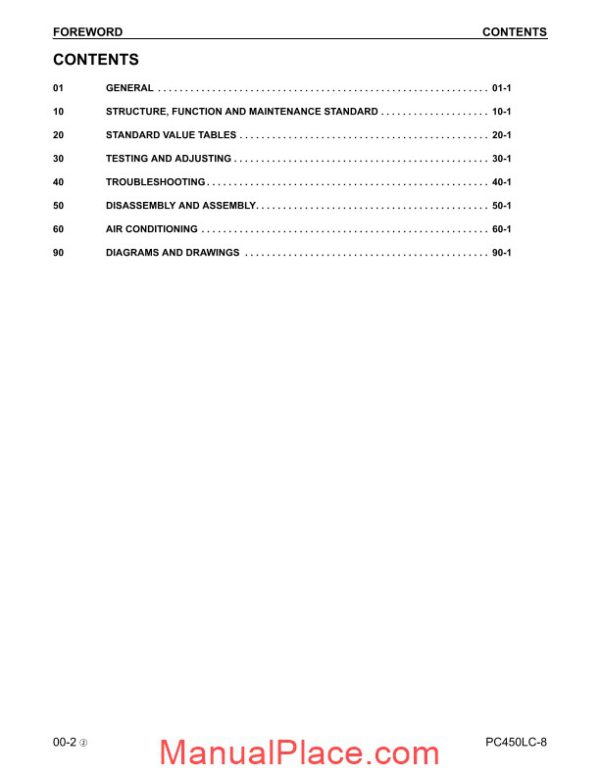 komatsu hydraulic excavator pc450 8 10001 shop manual page 2