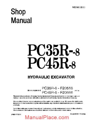 komatsu hydraulic excavator pc45r8 shop manual page 1