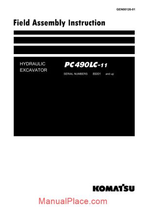 komatsu hydraulic excavator pc490lc 11 field assembly instruction page 1