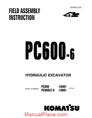 komatsu hydraulic excavator pc600 6 f field assembly instruction page 1