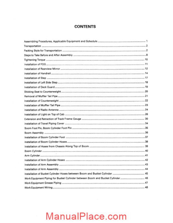 komatsu hydraulic excavator pc600 6 f field assembly instruction page 4