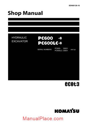 komatsu hydraulic excavator pc600 8 shop manual page 1