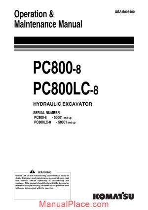 komatsu hydraulic excavator pc800 800lc 8 operation maintenance manual page 1