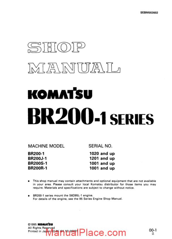 komatsu mobile crushers br200 1 shop manual page 1