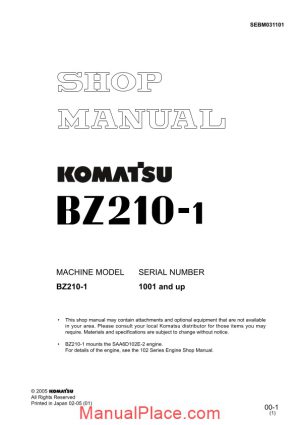 komatsu mobile crushers bz210 1 shop manual page 1