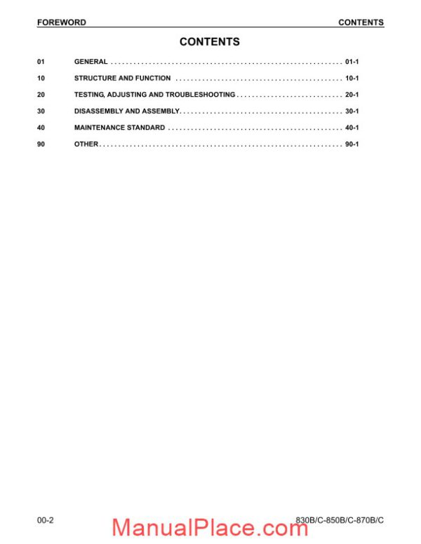 komatsu motor grader 870c shop manual page 2