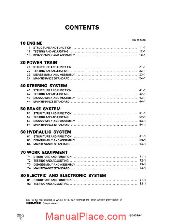 komatsu motor grader gd825a 1 shop manual page 3