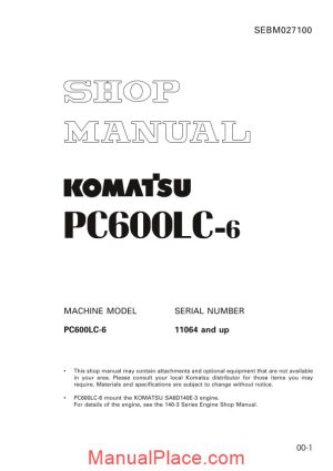 komatsu pc 600 6 shop manual page 1