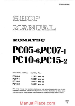 komatsu pc05 6 pc07 1 pc10 6 pc15 2 shop manual page 1