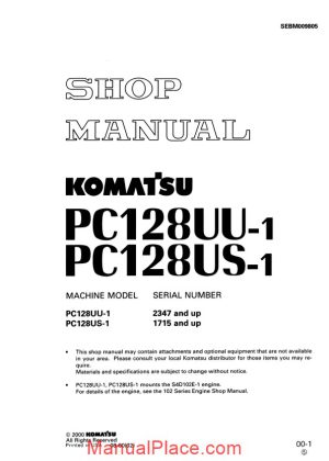 komatsu pc128uu pc128us 1 shop manual page 1