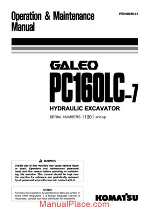 komatsu pc160lc 7 galeo operation maintenance manual page 1