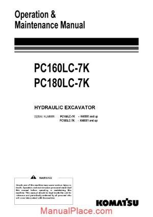 komatsu pc160lc 7k operation maintenance manual page 1