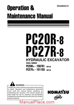 komatsu pc20r 8 pc27r 8 operation and maintenance manual page 1