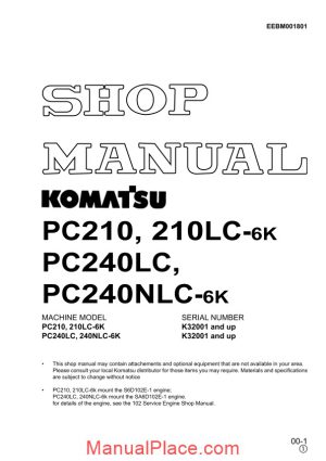 komatsu pc210 210lc 240lc 240nlc 6k shop manual page 1