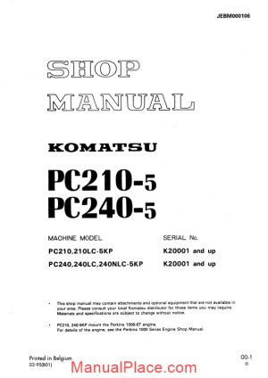 komatsu pc210 240 5 shop manual page 1