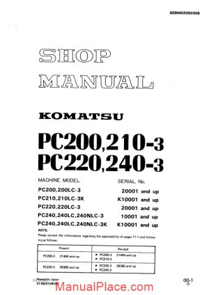 komatsu pc210 3 pc200 pc220 pc240 3 workshop manual page 1