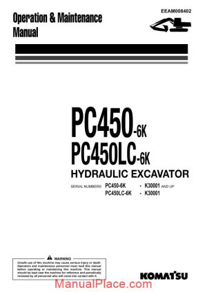 komatsu pc450 450lc 6k operation maintenance manual page 1