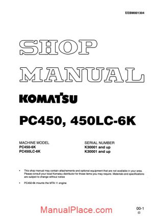 komatsu pc450 450lc 6k shop manual page 1