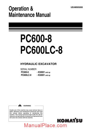 komatsu pc600 600lc 8 operation maintenance manual page 1