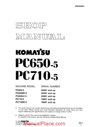 komatsu pc650 710lc 5 shop manual page 1