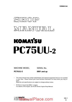 komatsu pc75uu 2 shop manual page 1