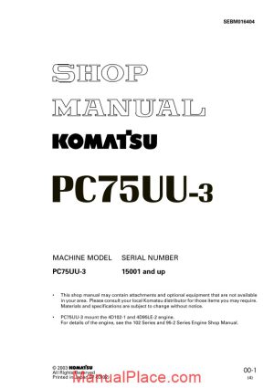 komatsu pc75uu 3 shop manual page 1