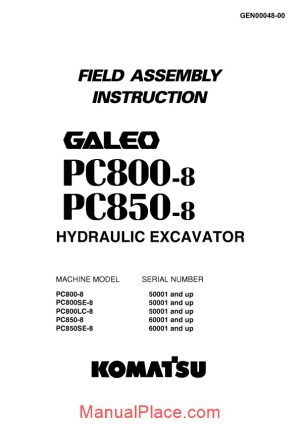 komatsu pc800 850 8 field assembly instruction page 1