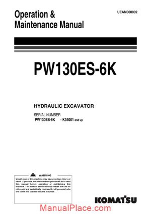 komatsu pw130es 6k operation maintenance manual page 1