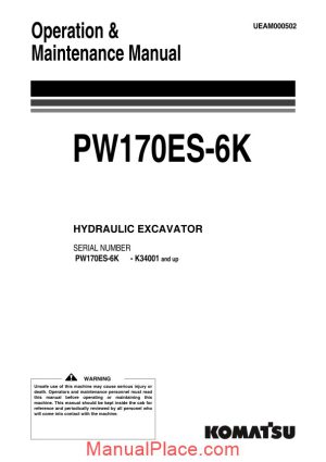 komatsu pw160es 6k operation maintenance manual page 1