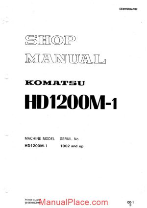 komatsu rigid dump trucks hd1200m 1 shop manual page 1