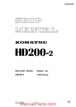 komatsu rigid dump trucks hd200 2 shop manual page 1