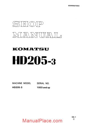 komatsu rigid dump trucks hd205 3 shop manual page 1