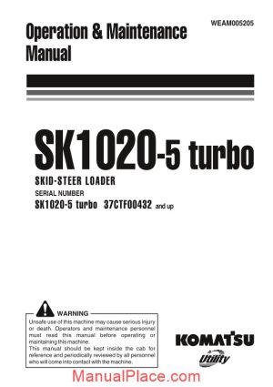 komatsu sk1020 5 turbo operation maintenance manual page 1