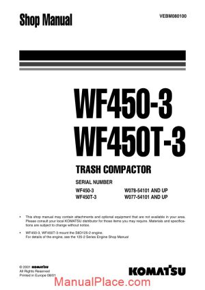 komatsu trash compactors wf450t 3 workshop manuals page 1