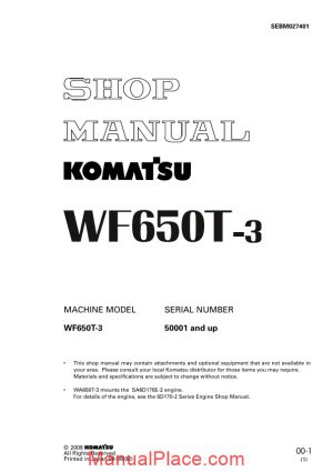 komatsu trash compactors wf650t 3 workshop manuals page 1