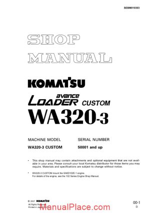 komatsu wa320 3 shop manual page 1