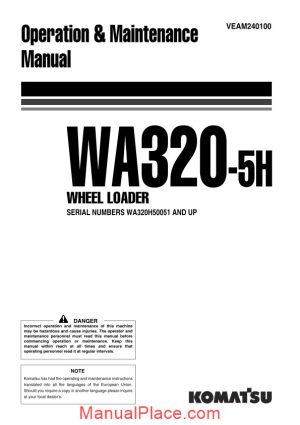 komatsu wa320 5h operation maintenance manual page 1