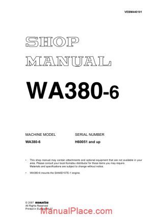 komatsu wa380 6 shop manual page 1