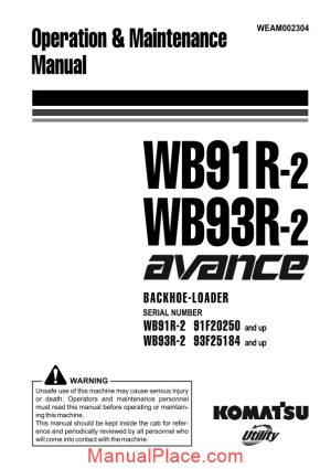 komatsu wb91 93r 2 operation maintenance manual page 1