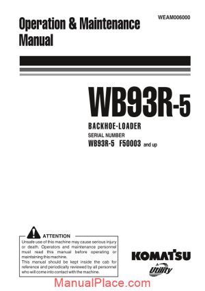 komatsu wb93r 5 operation maintenance manual page 1