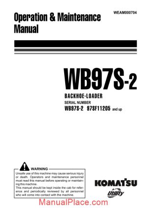 komatsu wb97s 2 operation maintenance manual page 1